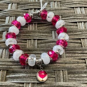 Elegant Pink and White Beaded Bracelet